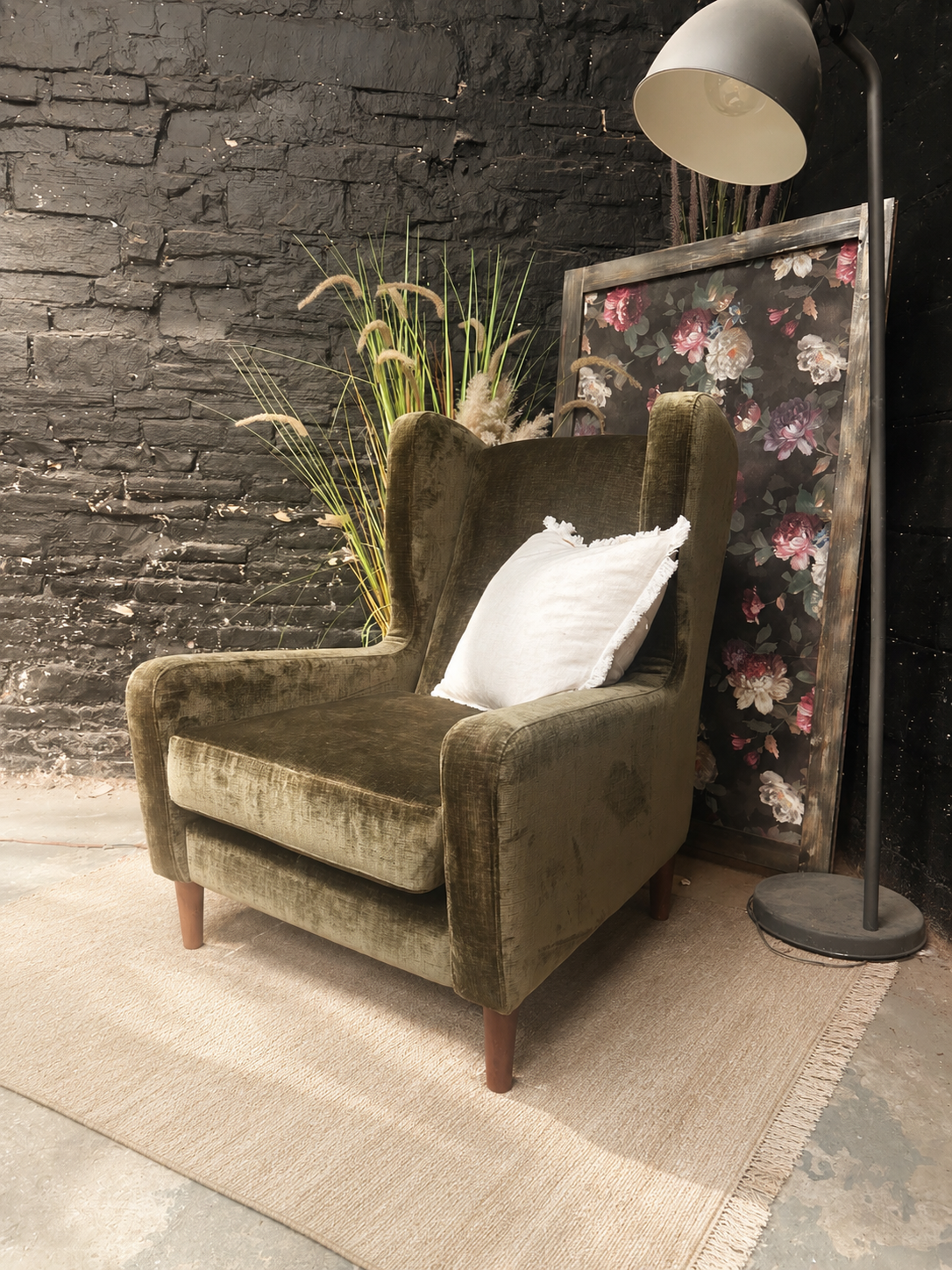 Sofology Olive Green Wingback Chair - Cancelled Order