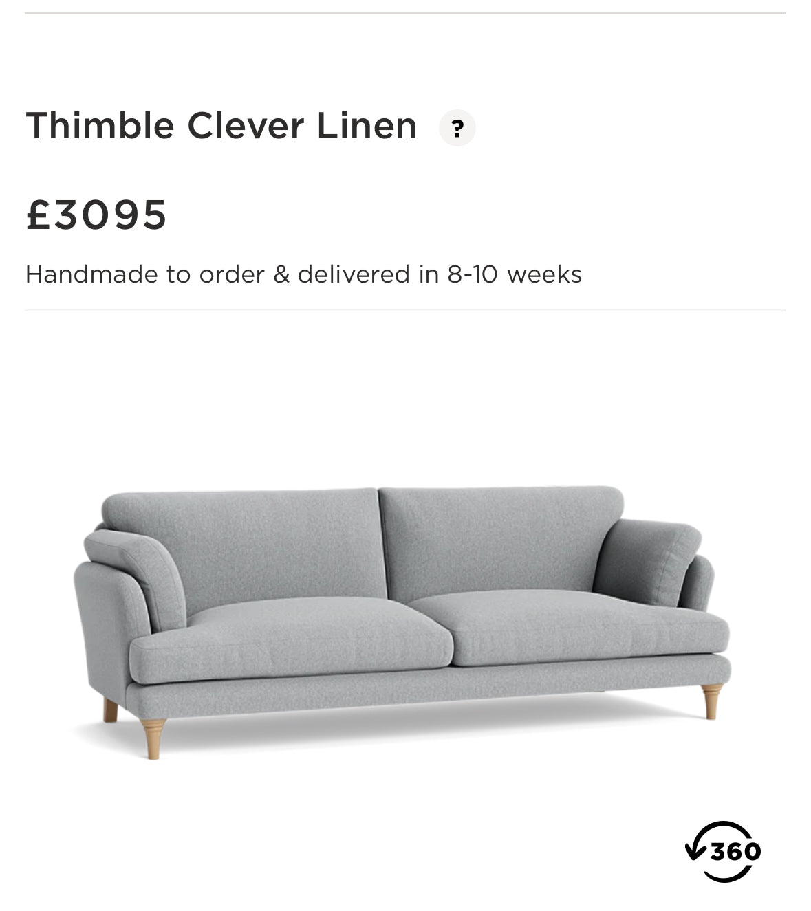 Loaf.com Extra Large Smithy Sofa in Clever Launered Linen