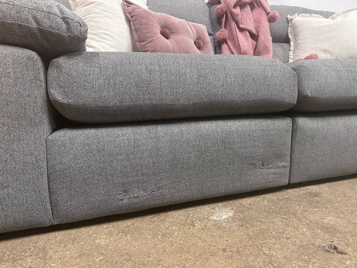 NEW Second Morgan Santos Steel grey 3 Seater Split modular Sofa | Oak Furniture Land