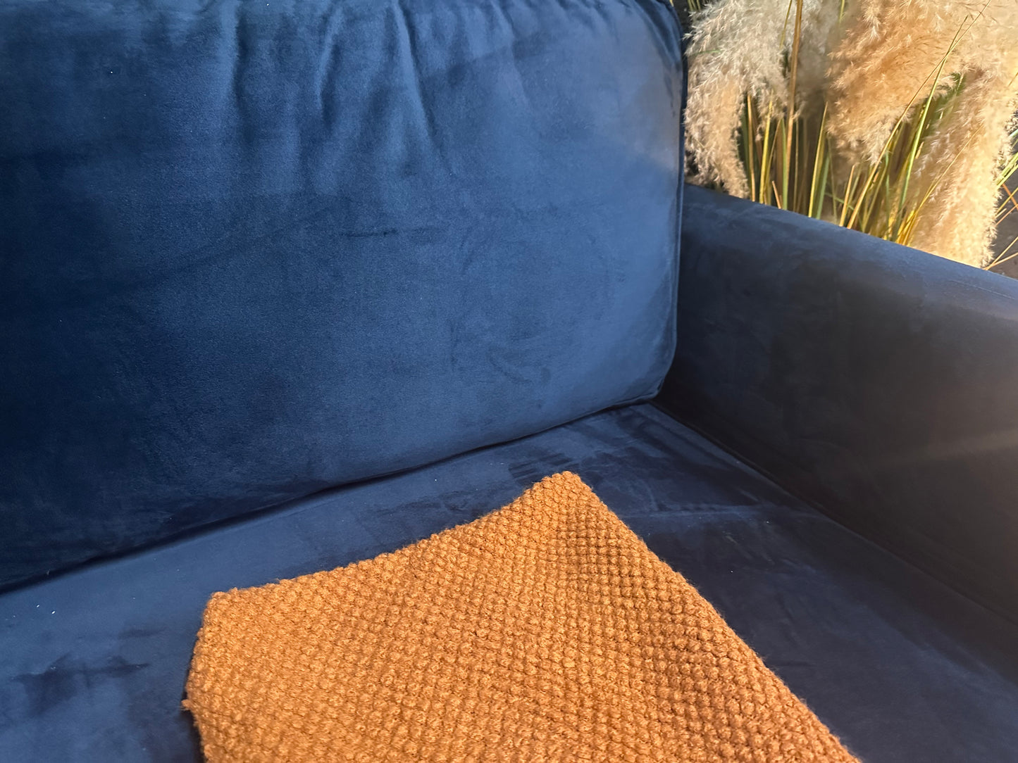 Dfs Midnight Blue Velvet 2.5/3 Seater Sofa NEW