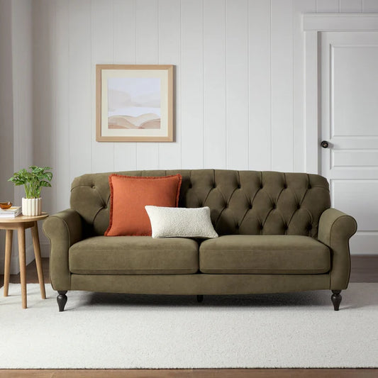 Dusk Hebden 3 Seater Sofa - Matt Green Velvet