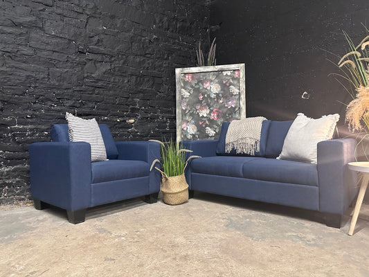 NEW Blue 2 Seater Sofa (2 X chairs also available)