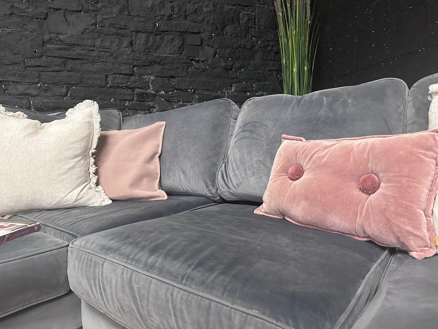 Sofology LHF Grey Velvet Corner Sofa