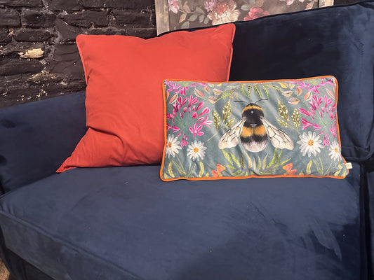 Dfs Midnight Blue Velvet 2.5/3 Seater Sofa NEW