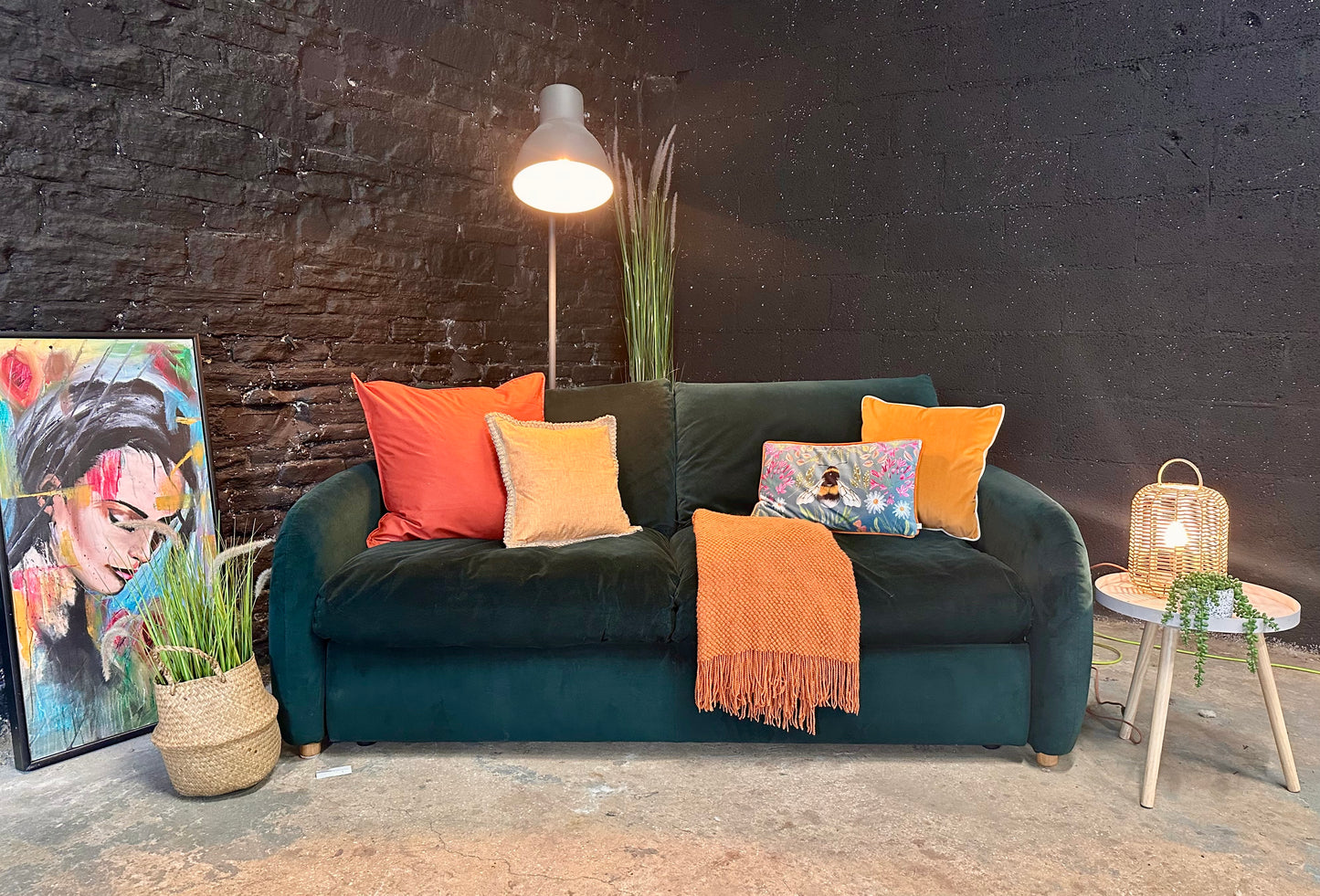 DFS Snug Sofa - Bottle Green Velvet