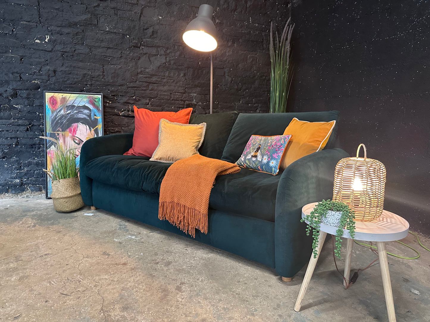 DFS Snug Sofa - Bottle Green Velvet
