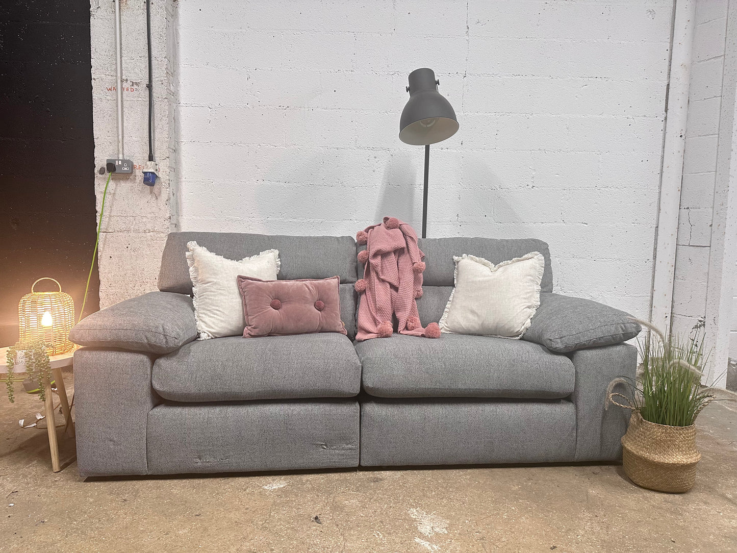 NEW Second Morgan Santos Steel grey 3 Seater Split modular Sofa | Oak Furniture Land