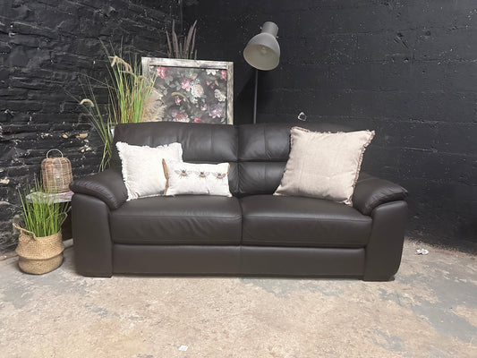 Sofology Santina Soft Brown Leather 3 Seater Sofa