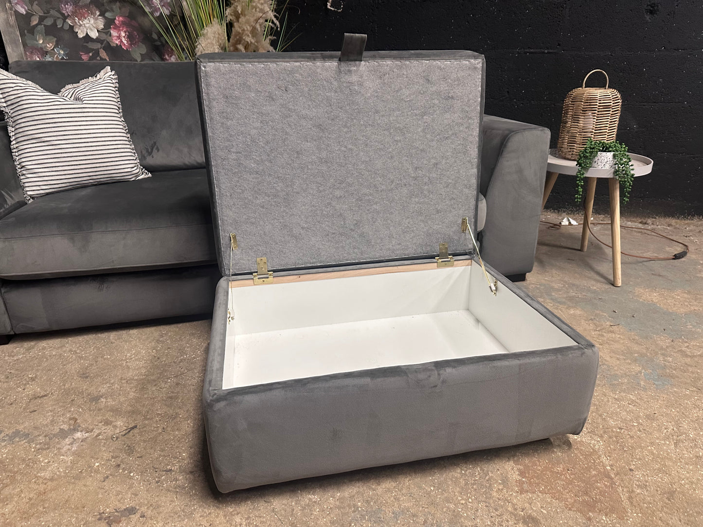 Dfs 2.5/3 Seater Grey Velvet Sofa