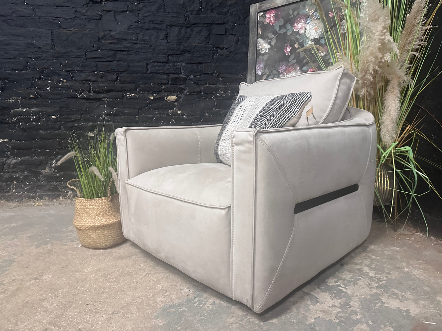 New Sofology Palazzo Swivel Chair in Lifestyle Newbuck Stone