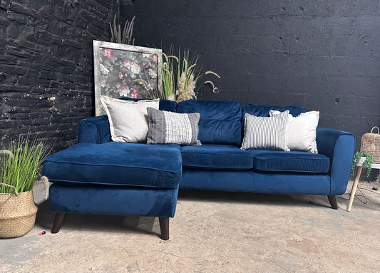 Dfs Midnight Blue Velvet Reversible Chaise (left or right)