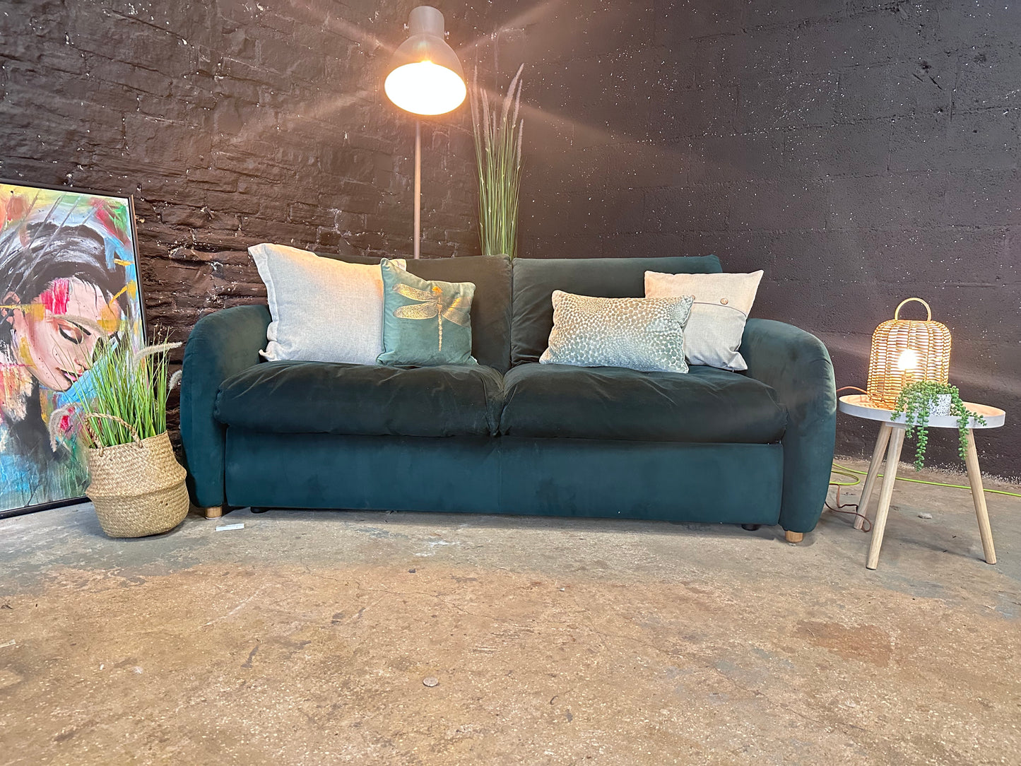 DFS Snug Sofa - Bottle Green Velvet