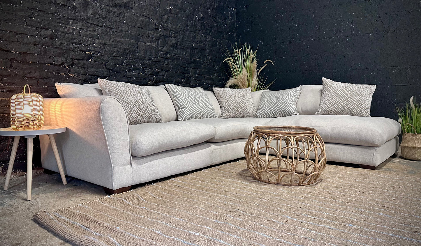 DFS Salcombe Large Sectional neutral light cream Fabric Right Hand Facing Corner Chaise Sofa

RRP-£3219 OUR PRICE £749