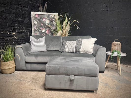 Dfs 2.5/3 Seater Grey Velvet Sofa