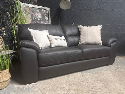 Sofology Santina Soft Brown Leather 3 Seater Sofa