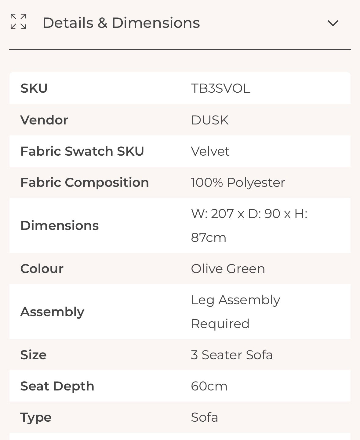 Dusk Hebden 3 Seater Sofa - Matt Green Velvet