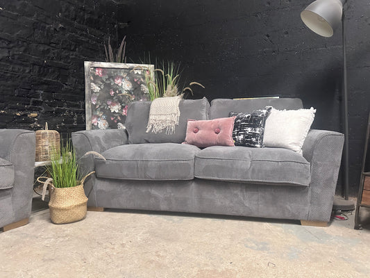 Oak furniture Land Nebraska 3 and 2 Seater Sofa | Grey