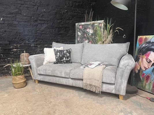 Furniture Village 3 Seater Sofa in Silver Chenille