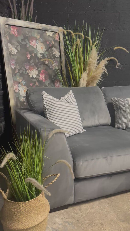Dfs 2.5/3 Seater Grey Velvet Sofa