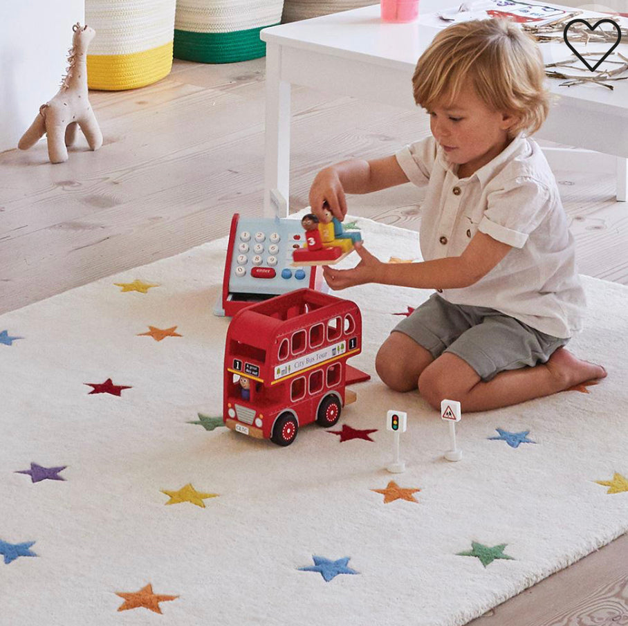 Rainbow Stardust Rug | Large handtuffed Wool rug