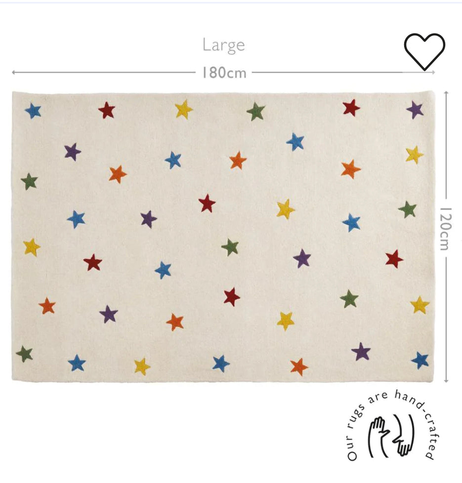 Rainbow Stardust Rug | Large handtuffed Wool rug