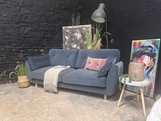 Very Steel Velvet 3 Seater Sofa