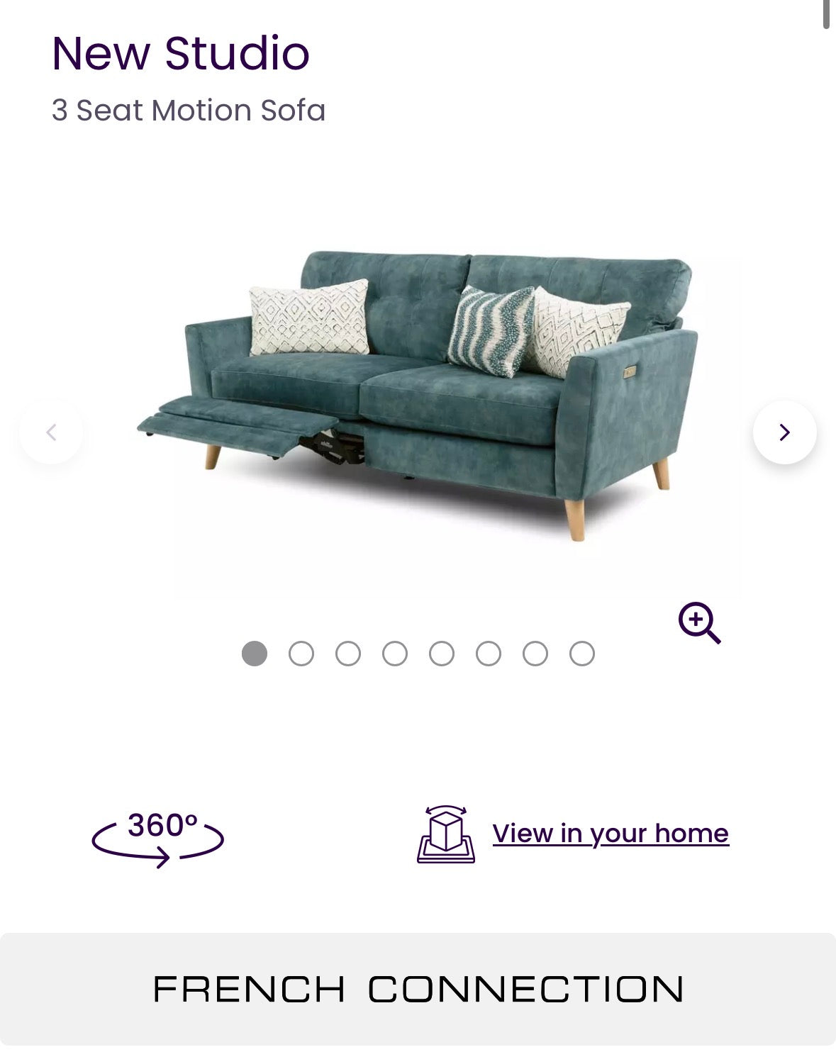 Dfs New Studio 3 Seater Motion Sofa in Ocean