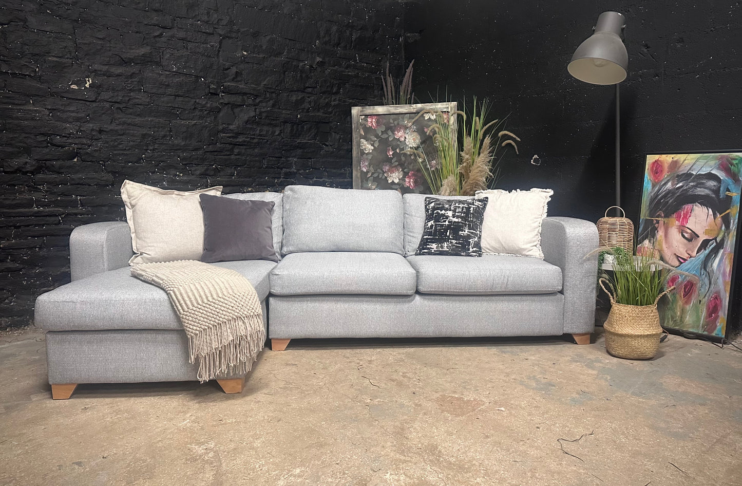 DFS Light Grey Chaise Sofa