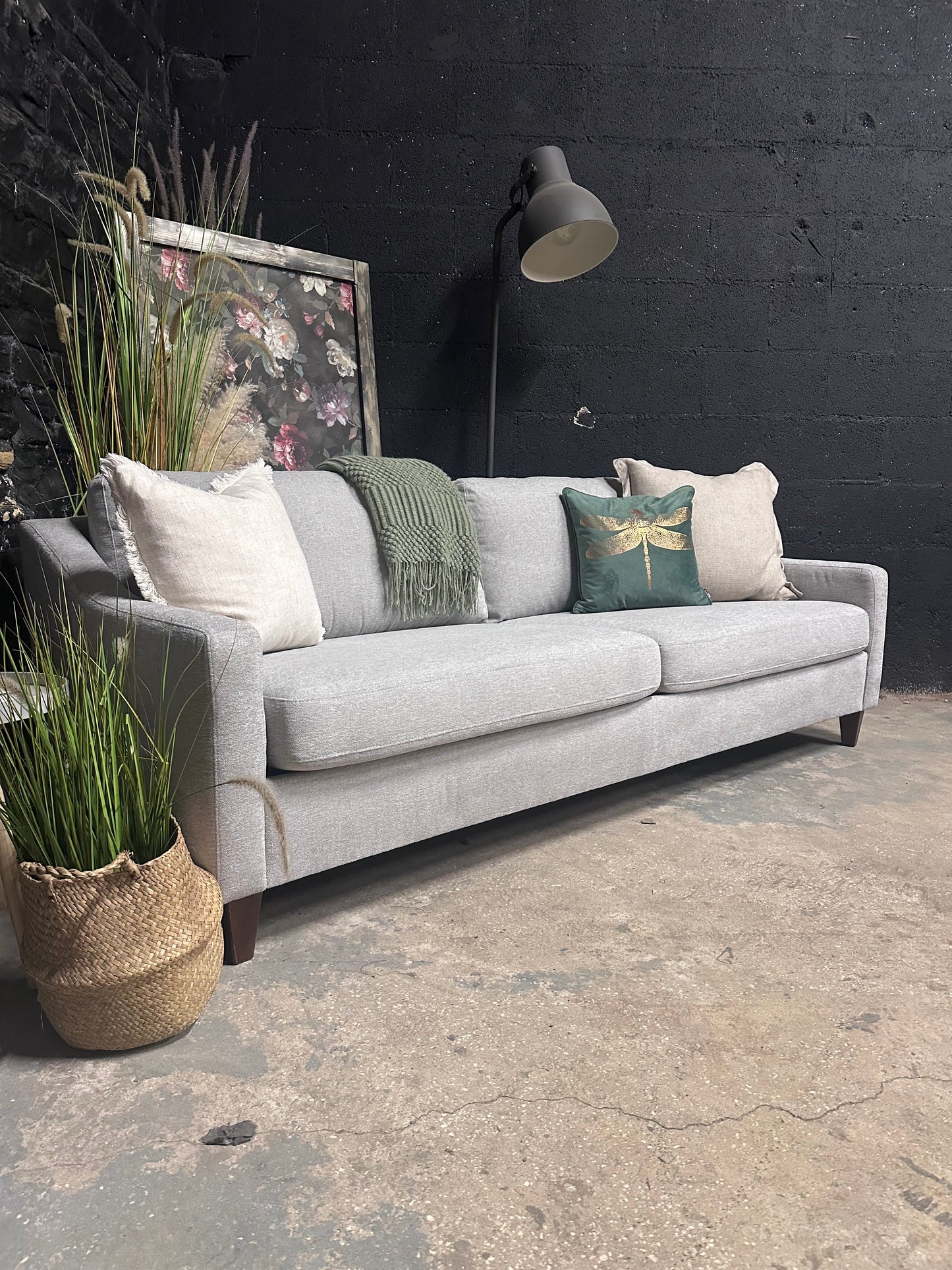 Dusk 3 Seater stone pale grey sofa