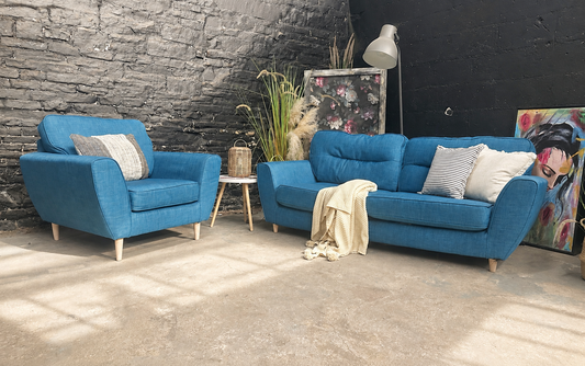 Dfs Teal 3 and chair - Pre loved