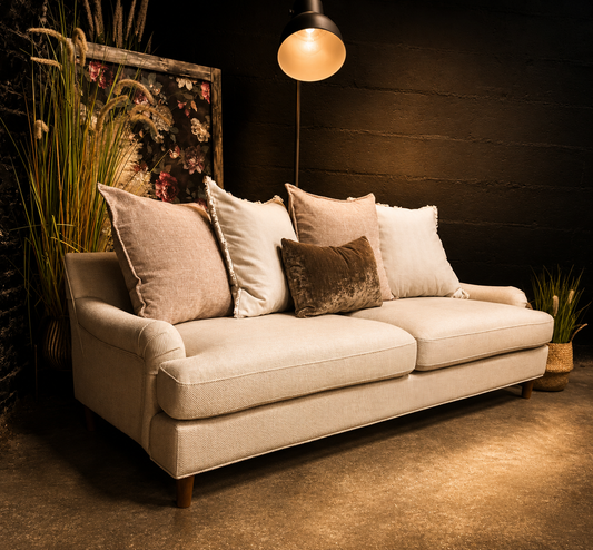 Dusk Hampshire 3 Seater Sofa in Cream Scatter Back