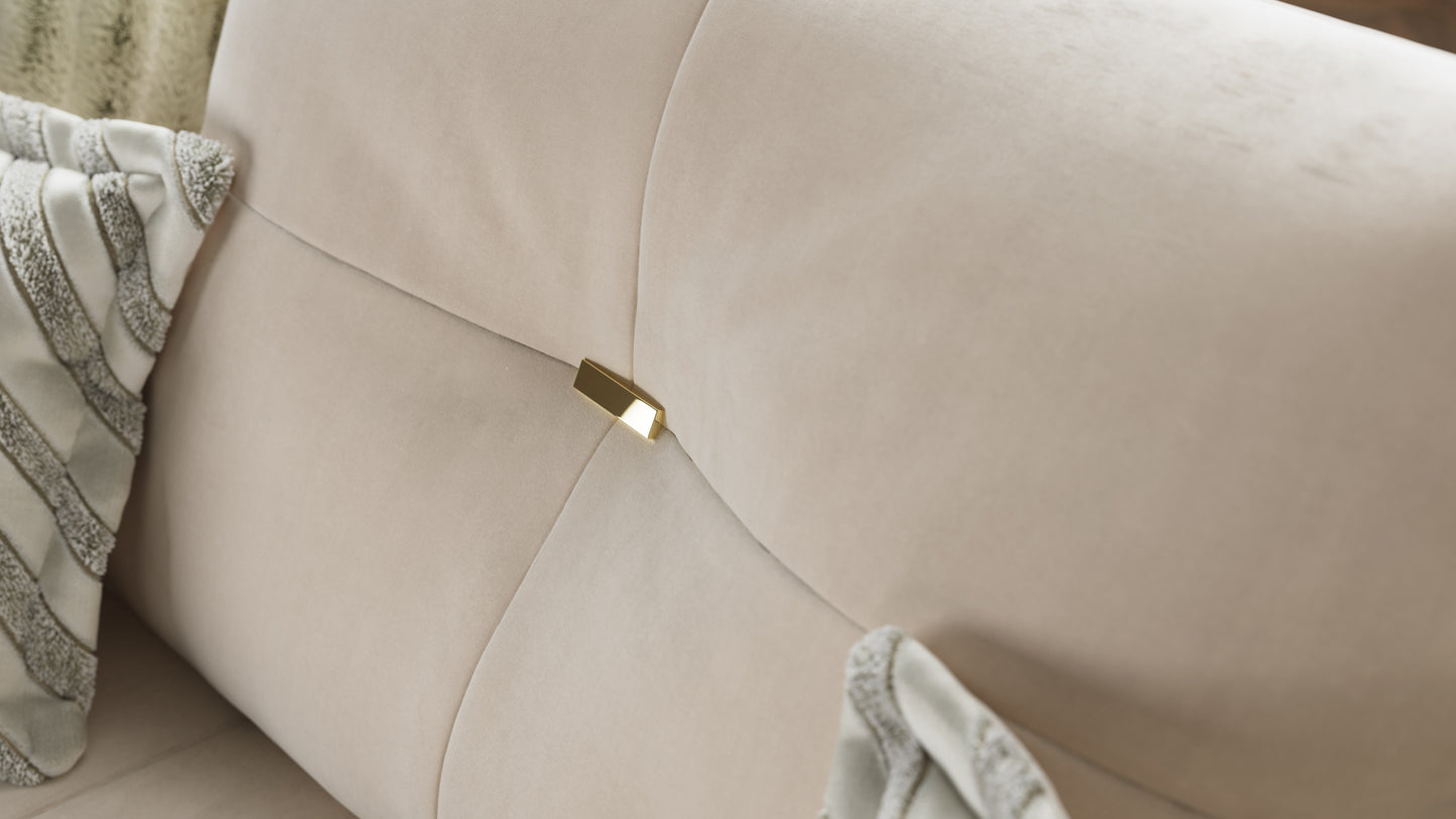 The Oscar 3 x 3 Corne Sofa in The Oscar Super Matt Velvet Ecru Mix
