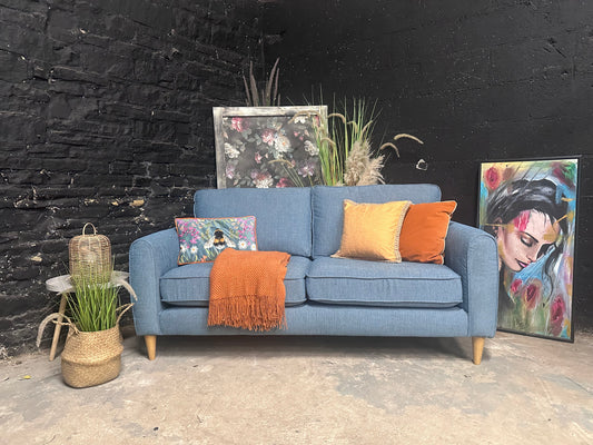 Oak furniture Land Thornley 3 Seater Sofa | Blue