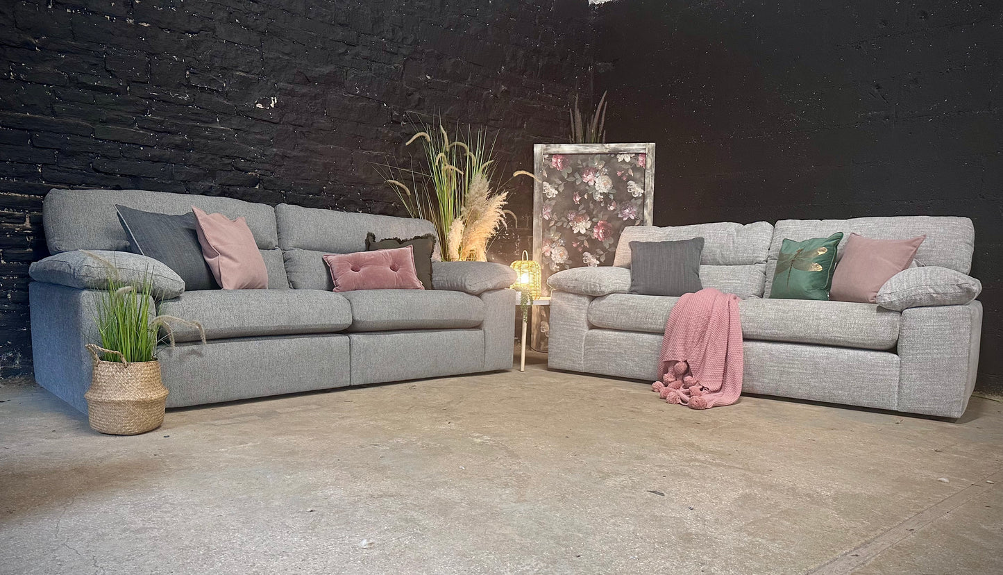 NEW Morgan Santos Silver grey 3 Seater Split modular Sofa | Oak Furniture Land