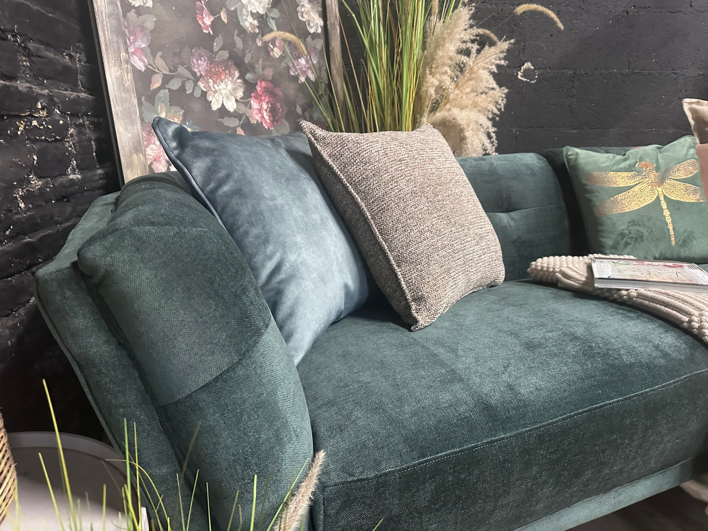 DFS Appleton Right Hand Chaise Sofa - Forest Green