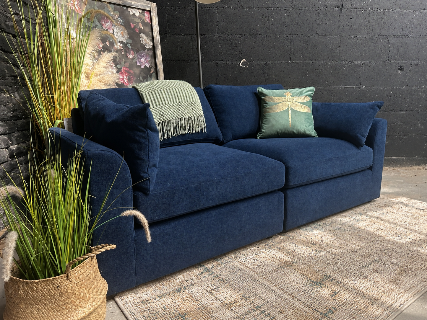 Dusk Miami Split 2 Seater Sofa - Dark Blue