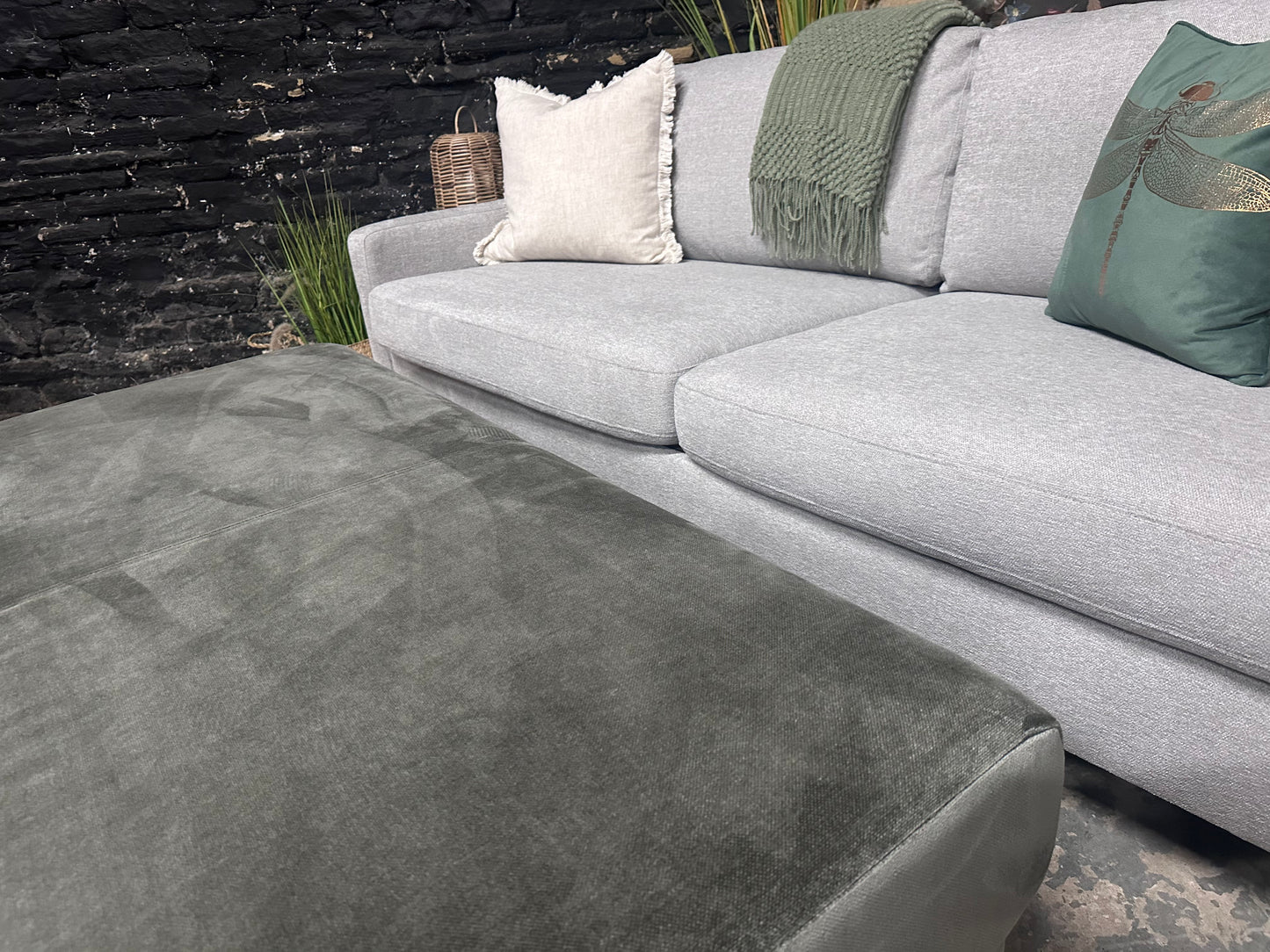 Dusk 3 Seater stone pale grey sofa