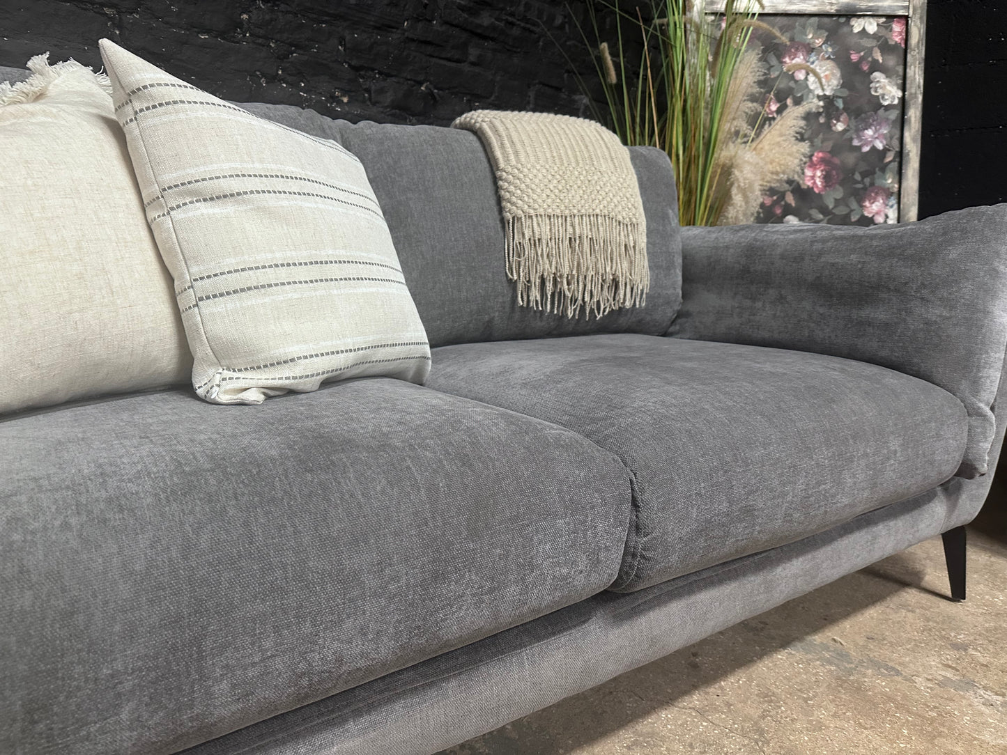 Scandi Grey 3 Seater Sofa - Brand New