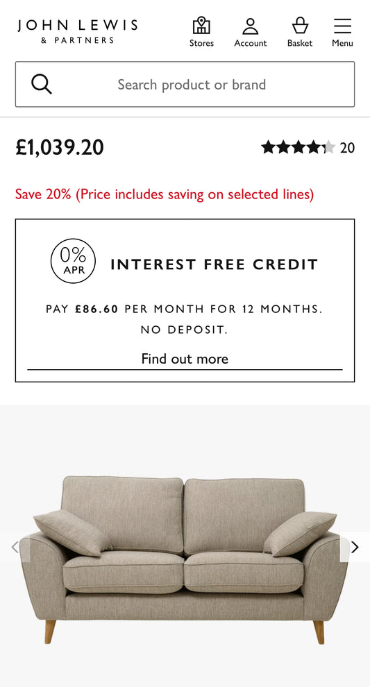 New John Lewis Ambleside Large 3 Seater Sofa, Light Leg, Textured Weave Natural
