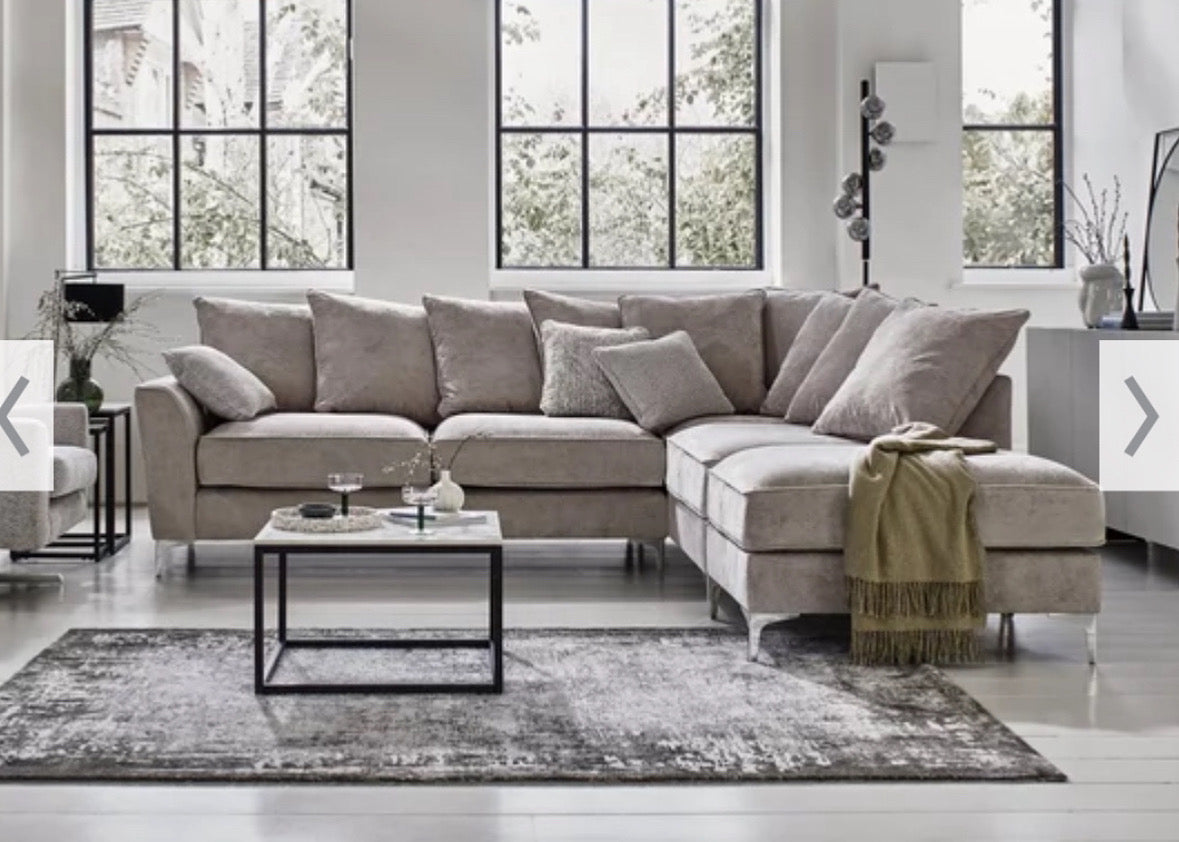 Furniture Village Legend Pillow back Corner Sofa with Footstool