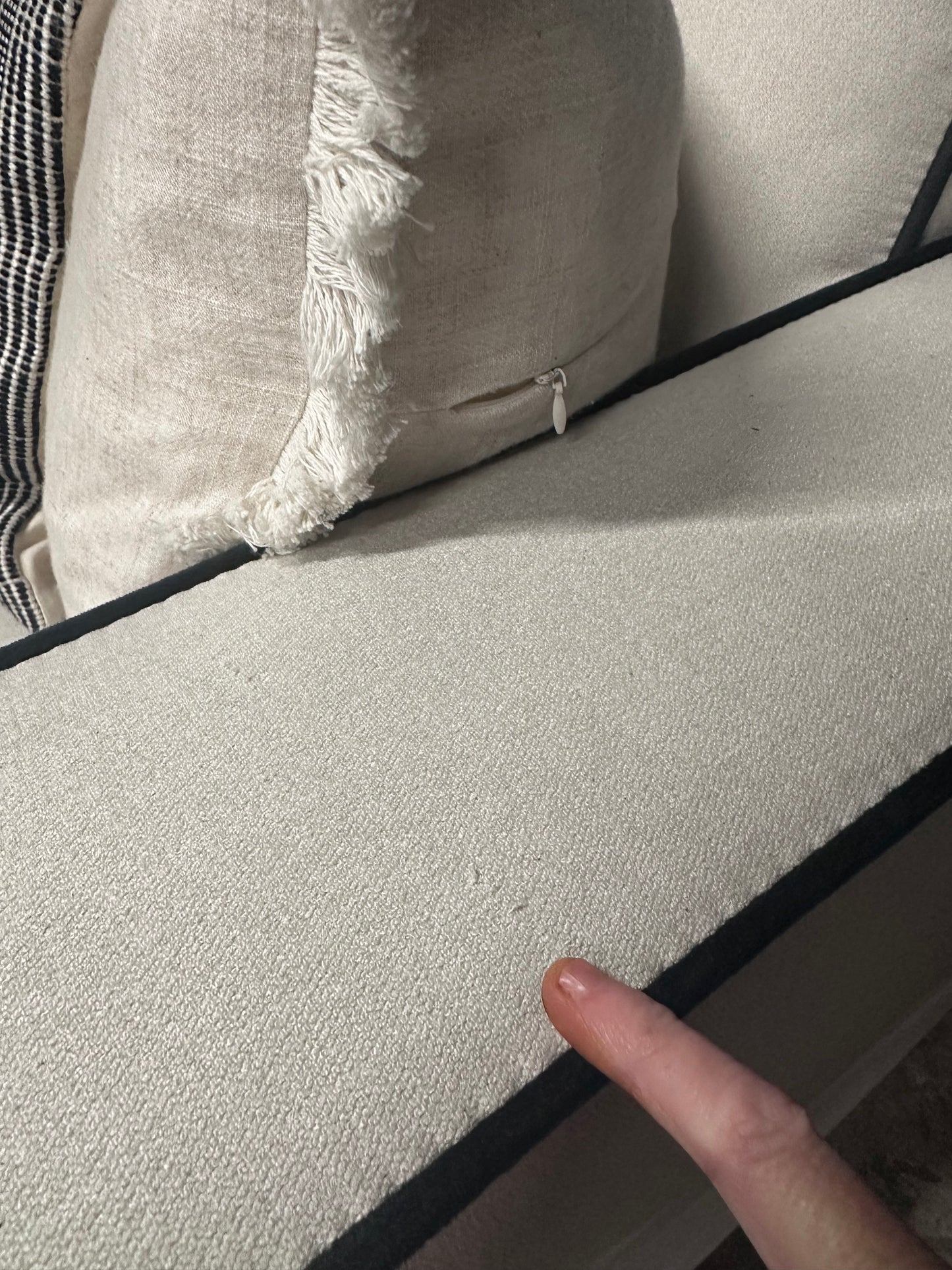Soho 3 Seater Cream Linen and Black
