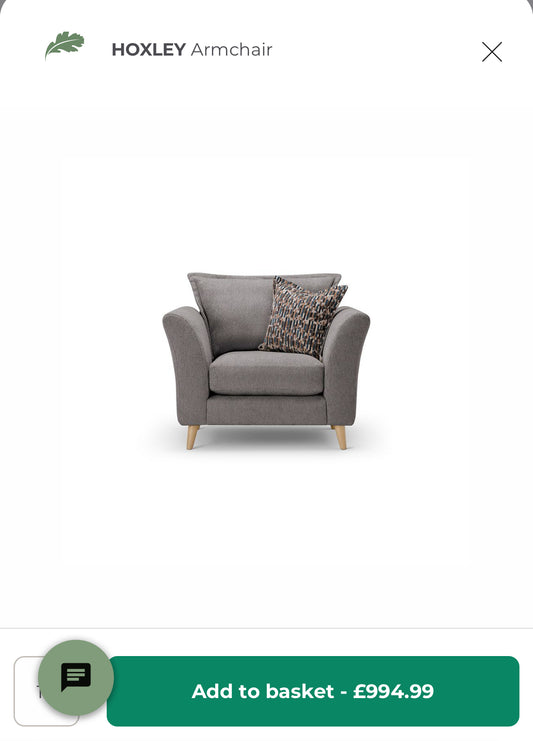 Oak Furniture Land Hoxley 3 Seater Sofa & Armchair Set