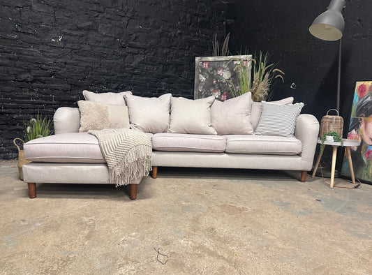M & S Chaise Sofa in Neutral Weave
