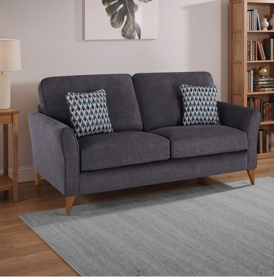 Jasmine 3 Seater Sofa in Orkney Graphite Fabric | Oak Furnitureland