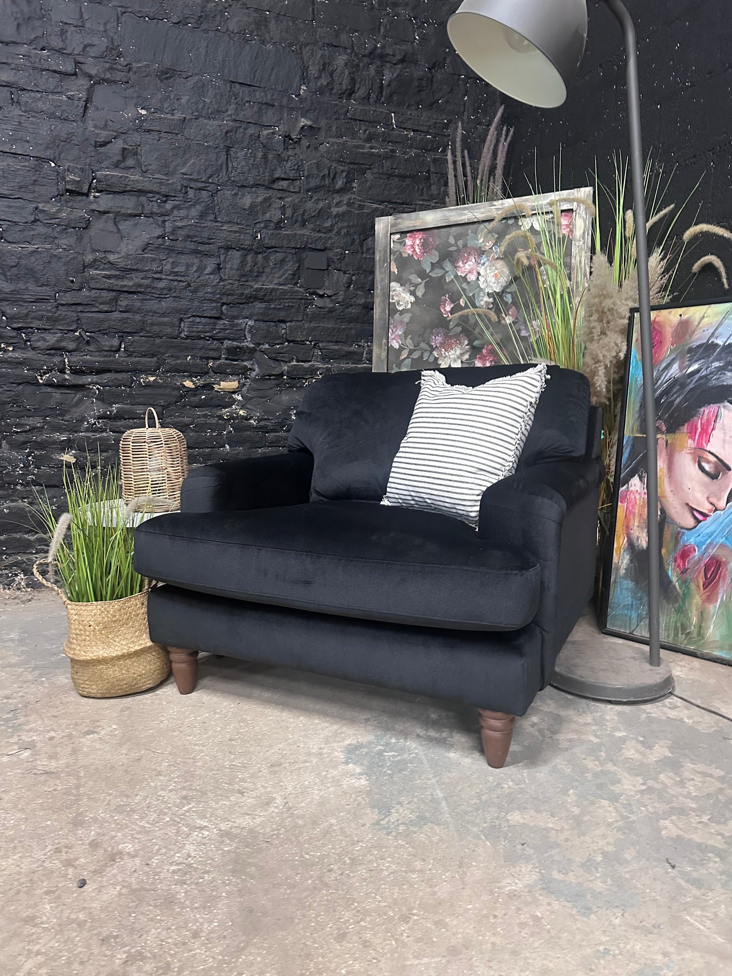 DFS Livie Armchair in Black Abbey Velvet