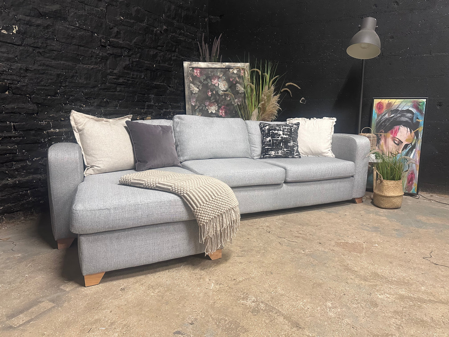 DFS Light Grey Chaise Sofa