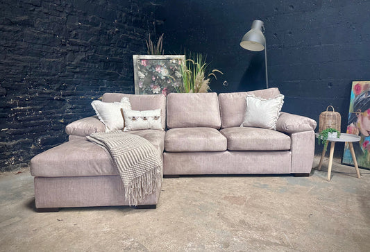 Very Beige 3 Seater Right Hand Chaise Sofa (opposite way of pic)