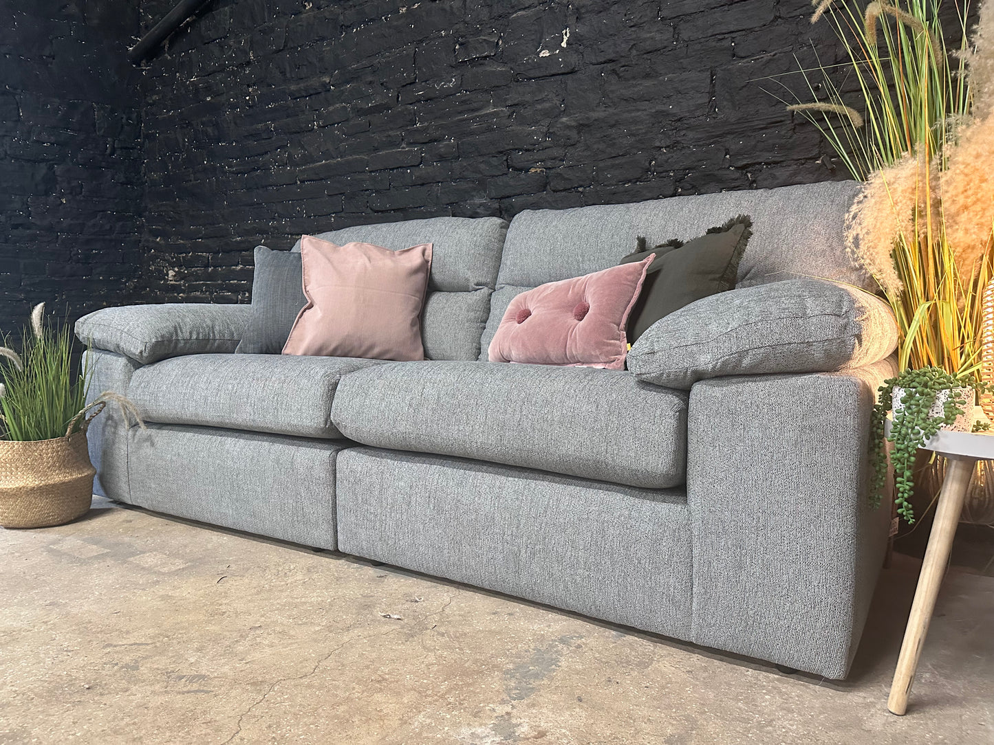 NEW Morgan Santos Steel grey 3 Seater Split modular Sofa | Oak Furniture Land