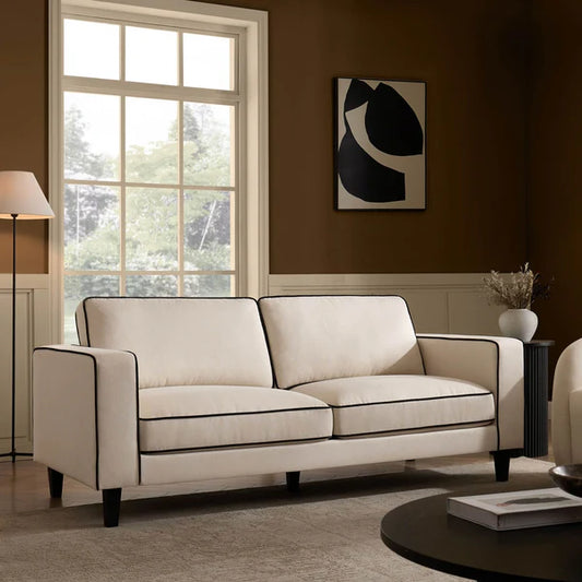 Soho 3 Seater Cream Linen and Black