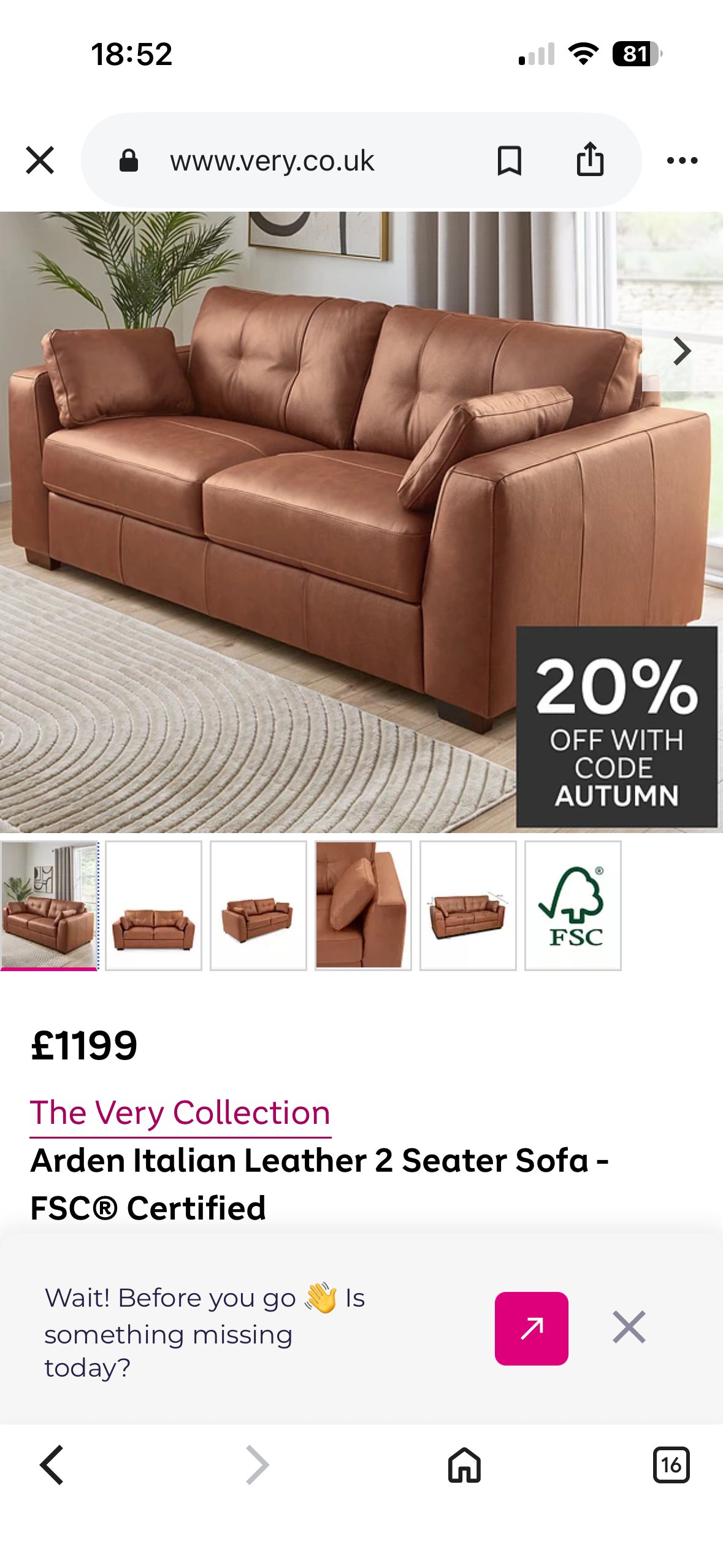 Very Tan Italian Leather 3 Scatter Back & 2 Seater fixed back Sofa